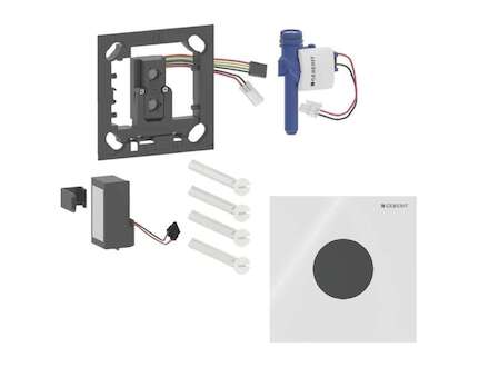 Geberit  - Elektronické ovládání splachování pisoárů typ 40, bateriové napájení, Bluetooth, sklo/bílá 116.034.SI.1