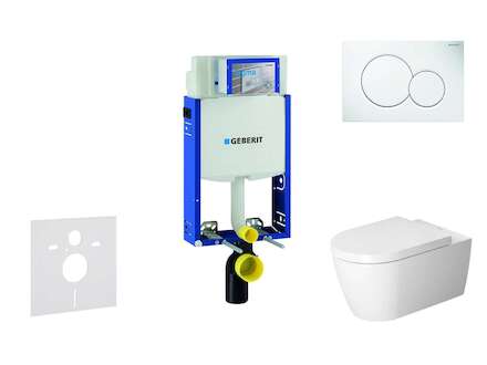 Geberit Kombifix - Modul pro závěsné WC s tlačítkem Sigma01, alpská bílá + Duravit ME by Starck - WC a sedátko, Rimless, SoftClo