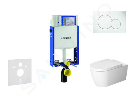 Geberit Kombifix - Modul pro závěsné WC s tlačítkem Sigma01, alpská bílá + Duravit ME by Starck - WC a sedátko, Rimless, SoftClo