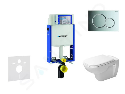 Geberit Kombifix - Modul pro závěsné WC s tlačítkem Sigma01, lesklý chrom + Duravit D-Code - WC a sedátko, Rimless, SoftClose 11