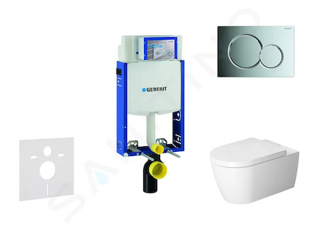 Geberit Kombifix - Modul pro závěsné WC s tlačítkem Sigma01, lesklý chrom + Duravit ME by Starck - WC a sedátko, Rimless, SoftCl