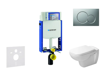 Geberit Kombifix - Modul pro závěsné WC s tlačítkem Sigma01, matný chrom + Duravit D-Code - WC a sedátko, Rimless, SoftClose 110