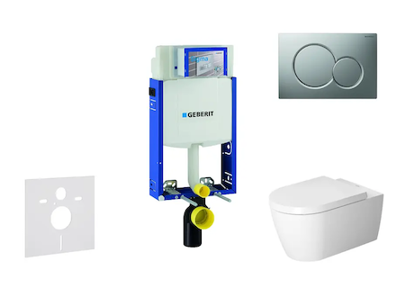 Geberit Kombifix - Modul pro závěsné WC s tlačítkem Sigma01, matný chrom + Duravit ME by Starck - WC a sedátko, Rimless, SoftClo