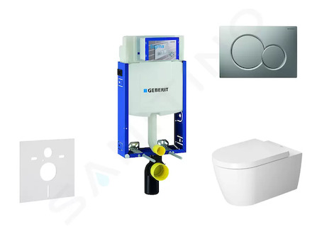 Geberit Kombifix - Modul pro závěsné WC s tlačítkem Sigma01, matný chrom + Duravit ME by Starck - WC a sedátko, Rimless, SoftClo