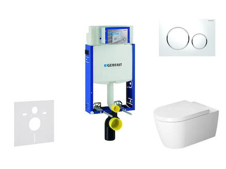 Geberit Kombifix - Modul pro závěsné WC s tlačítkem Sigma20, bílá/lesklý chrom + Duravit ME by Starck - WC a sedátko, Rimless, S