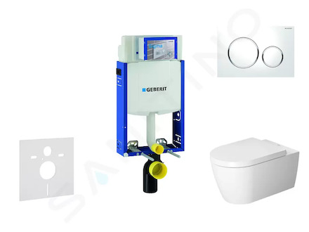 Geberit Kombifix - Modul pro závěsné WC s tlačítkem Sigma20, bílá/lesklý chrom + Duravit ME by Starck - WC a sedátko, Rimless, S