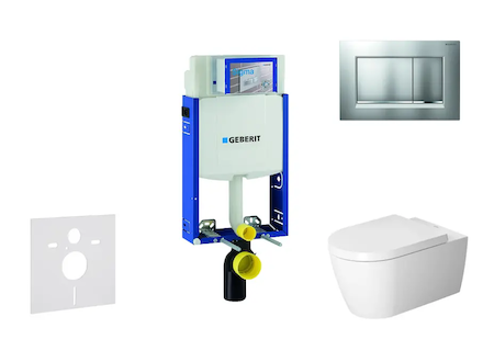 Geberit Kombifix - Modul pro závěsné WC s tlačítkem Sigma20, matný chrom/chrom + Duravit ME by Starck - WC a sedátko, Rimless, S