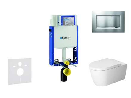 Geberit Kombifix - Modul pro závěsné WC s tlačítkem Sigma30, matný chrom/chrom + Duravit ME by Starck - WC a sedátko, Rimless, S