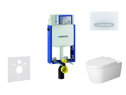 Geberit Kombifix - Modul pro závěsné WC s tlačítkem Sigma50, alpská bílá + Duravit ME by Starck - WC a sedátko, Rimless, SoftClo