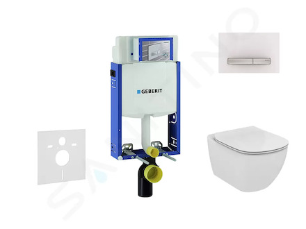 Geberit Kombifix - Modul pro závěsné WC s tlačítkem Sigma50, alpská bílá + Ideal Standard Tesi - WC a sedátko 110.302.00.5 NF8