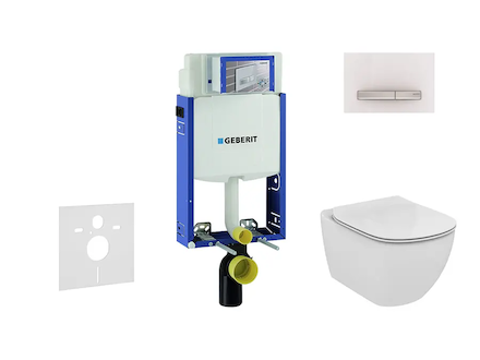 Geberit Kombifix - Modul pro závěsné WC s tlačítkem Sigma50, alpská bílá + Ideal Standard Tesi - WC a sedátko, Aquablade, SoftCl