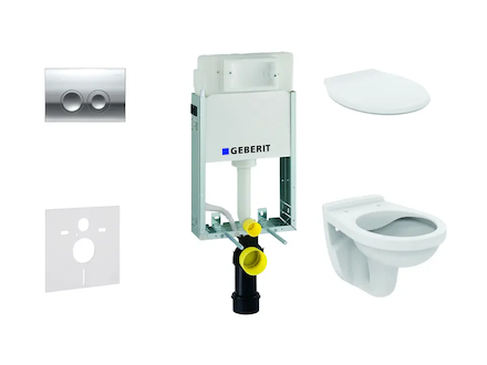 Geberit Kombifix - Set předstěnové instalace, klozet Alpha se sedátkem, tlačítko Delta21, lesklý chrom 110.100.00.1 NR2