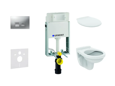 Geberit Kombifix - Set předstěnové instalace, klozet Alpha se sedátkem, tlačítko Delta35, matný chrom 110.100.00.1 NR6