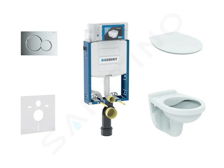 Geberit Kombifix - Set předstěnové instalace, klozet Alpha se sedátkem, tlačítko Sigma01, lesklý chrom 110.302.00.5 ND2