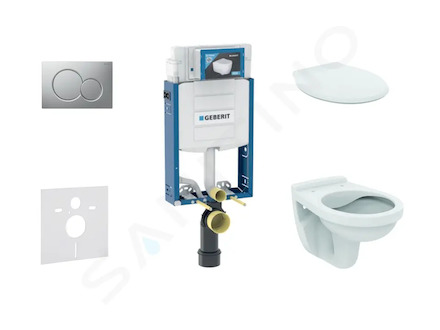 Geberit Kombifix - Set předstěnové instalace, klozet Alpha se sedátkem, tlačítko Sigma01, matný chrom 110.302.00.5 NR3