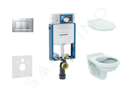 Geberit Kombifix - Set předstěnové instalace, klozet Alpha se sedátkem, tlačítko Sigma30, chrom mat/chrom 110.302.00.5 NR7