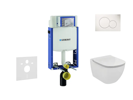 Geberit Kombifix - Set předstěnové instalace, klozetu a sedátka Ideal Standard Tesi, tlačítka Sigma01, alpská bílá 110.302.00.5 