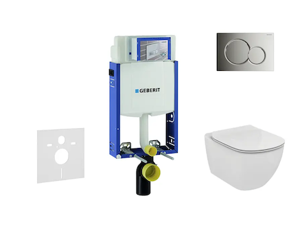 Geberit Kombifix - Set předstěnové instalace, klozetu a sedátka Ideal Standard Tesi, tlačítka Sigma01, lesklý chrom 110.302.00.5