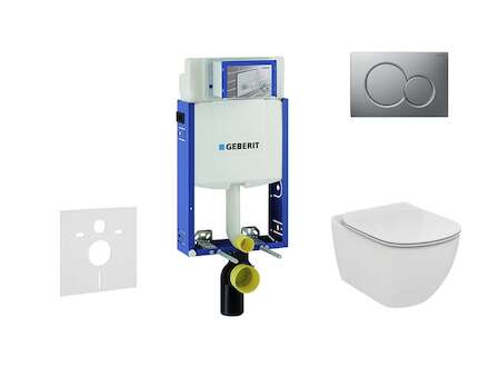 Geberit Kombifix - Set předstěnové instalace, klozetu a sedátka Ideal Standard Tesi, tlačítka Sigma01, matný chrom 110.302.00.5 