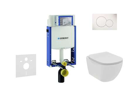 Geberit Kombifix - Set předstěnové instalace, klozetu a sedátka Ideal Standard Tesi, tlačítka Sigma01, Rimless, SoftClose, alpsk