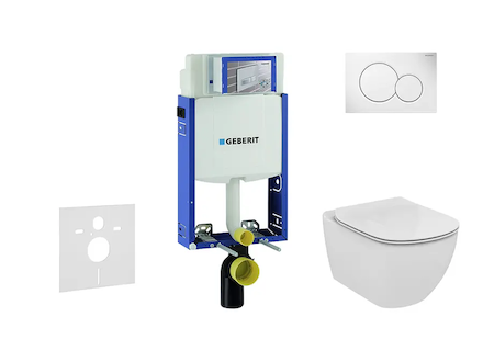 Geberit Kombifix - Set předstěnové instalace, klozetu a sedátka Ideal Standard Tesi, tlačítka Sigma01, SoftClose, alpská bílá 11