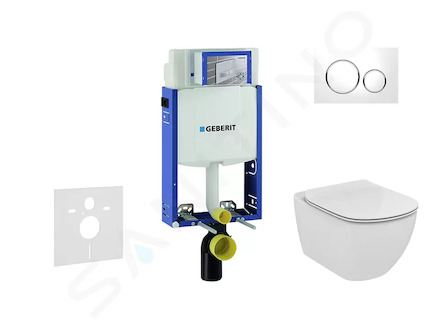 Geberit Kombifix - Set předstěnové instalace, klozetu a sedátka Ideal Standard Tesi, tlačítka Sigma20, Aquablade, SoftClose, bíl