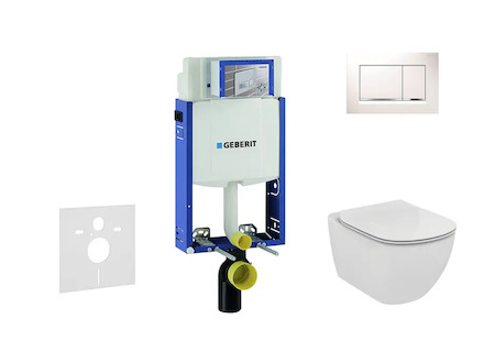 Geberit Kombifix - Set předstěnové instalace, klozetu a sedátka Ideal Standard Tesi, tlačítka Sigma20, bílá/chrom 110.302.00.5 N