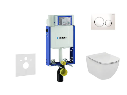 Geberit Kombifix - Set předstěnové instalace, klozetu a sedátka Ideal Standard Tesi, tlačítka Sigma20, bílá/chrom 110.302.00.5 N