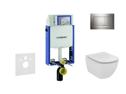 Geberit Kombifix - Set předstěnové instalace, klozetu a sedátka Ideal Standard Tesi, tlačítka Sigma20, chrom 110.302.00.5 NF6