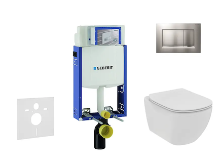 Geberit Kombifix - Set předstěnové instalace, klozetu a sedátka Ideal Standard Tesi, tlačítka Sigma20, Rimless, SoftClose, matný