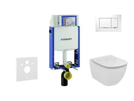 Geberit Kombifix - Set předstěnové instalace, klozetu a sedátka Ideal Standard Tesi, tlačítka Sigma30, Aquablade, SoftClose, bíl