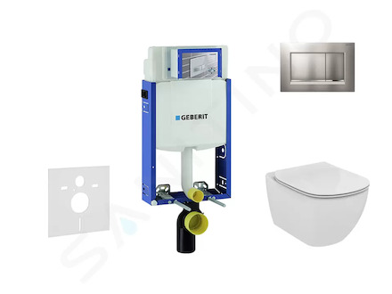 Geberit Kombifix - Set předstěnové instalace, klozetu a sedátka Ideal Standard Tesi, tlačítka Sigma30, matný chrom/chrom 110.302