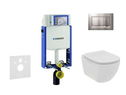 Geberit Kombifix - Set předstěnové instalace, klozetu a sedátka Ideal Standard Tesi, tlačítka Sigma30, Rimless, SoftClose, matný