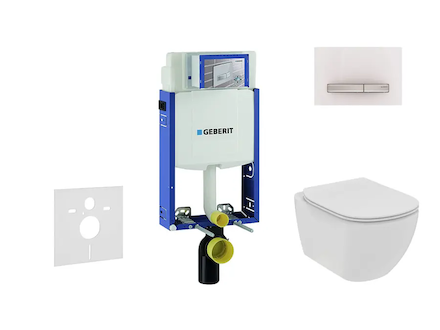 Geberit Kombifix - Set předstěnové instalace, klozetu a sedátka Ideal Standard Tesi, tlačítka Sigma50, Rimless, SoftClose, alpsk