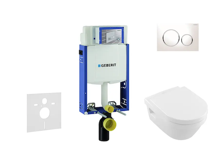 Geberit Kombifix - Set předstěnové instalace, klozetu a sedátka Villeroy & Boch, tlačítka Sigma20, DirectFlush, SoftClose, Ceram