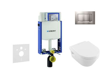 Geberit Kombifix - Set předstěnové instalace, klozetu a sedátka Villeroy & Boch, tlačítka Sigma30, DirectFlush, SoftClose, Ceram