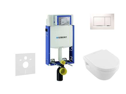 Geberit Kombifix - Set předstěnové instalace, klozetu a sedátka Villeroy & Boch, tlačítka Sigma30, DirectFlush, SoftClose, Ceram