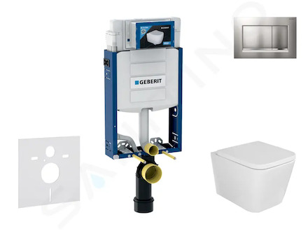 Geberit Kombifix - Set předstěnové instalace, klozetu Arkas a sedátka softclose, tlačítko Sigma30, lakovaný chrom mat/chrom SANI