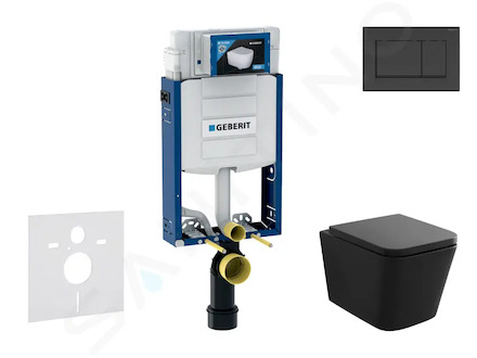 Geberit Kombifix - Set předstěnové instalace, klozetu Arkas a sedátka softclose, tlačítko Sigma30, matná černá/černá SANI15CA550