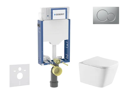 Geberit Kombifix - Set předstěnové instalace, klozetu Arkas I a sedátka softclose, tlačítko Sigma01, lakovaný matný chrom SANI15