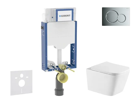 Geberit Kombifix - Set předstěnové instalace, klozetu Arkas I a sedátka softclose, tlačítko Sigma01, lesklý chrom SANI15CA1146