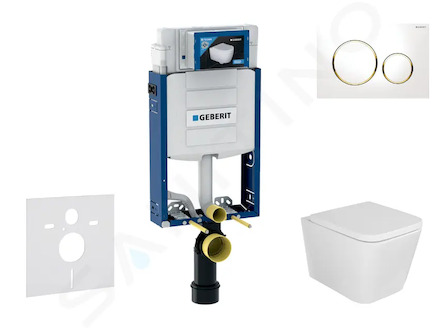 Geberit Kombifix - Set předstěnové instalace, klozetu Arkas I a sedátka softclose, tlačítko Sigma20, bílá/pozlacená SANI15CA3131