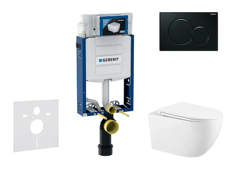 Geberit Kombifix - Set předstěnové instalace, klozetu Gaia a sedátka softclose, tlačítko Sigma01, černá SANI15CA5117