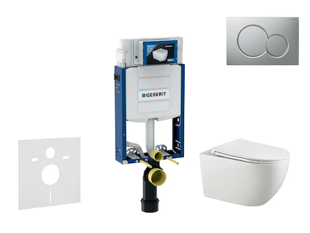 Geberit Kombifix - Set předstěnové instalace, klozetu Gaia a sedátka softclose, tlačítko Sigma01, lakovaný matný chrom SANI15CA1