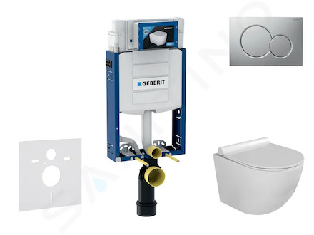 Geberit Kombifix - Set předstěnové instalace, klozetu Gaia a sedátka softclose, tlačítko Sigma01, lakovaný matný chrom SANI15CA1