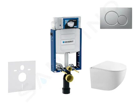 Geberit Kombifix - Set předstěnové instalace, klozetu Gaia a sedátka softclose, tlačítko Sigma01, lakovaný matný chrom SANI15CA1