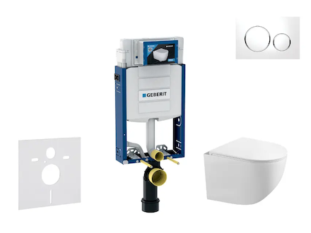 Geberit Kombifix - Set předstěnové instalace, klozetu Gaia a sedátka softclose, tlačítko Sigma20, bílá/chrom SANI15CA3114