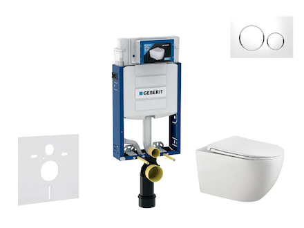Geberit Kombifix - Set předstěnové instalace, klozetu Gaia a sedátka softclose, tlačítko Sigma20, bílá/chrom SANI15CA3117