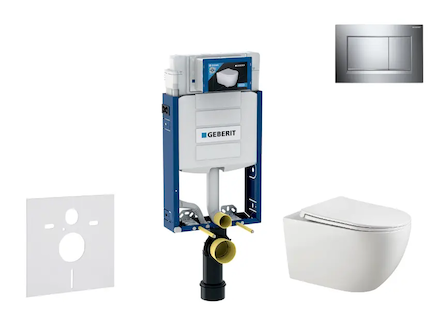 Geberit Kombifix - Set předstěnové instalace, klozetu Gaia a sedátka softclose, tlačítko Sigma20, chrom/chrom mat SANI15CA1123