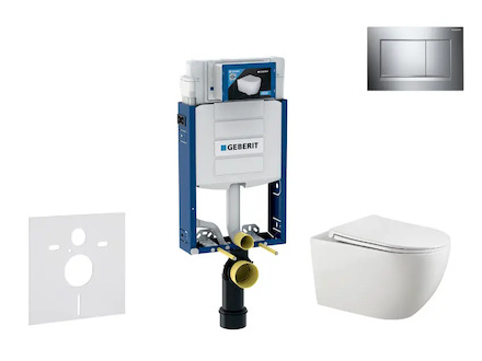 Geberit Kombifix - Set předstěnové instalace, klozetu Gaia a sedátka softclose, tlačítko Sigma20, chrom/chrom mat SANI15CA1123